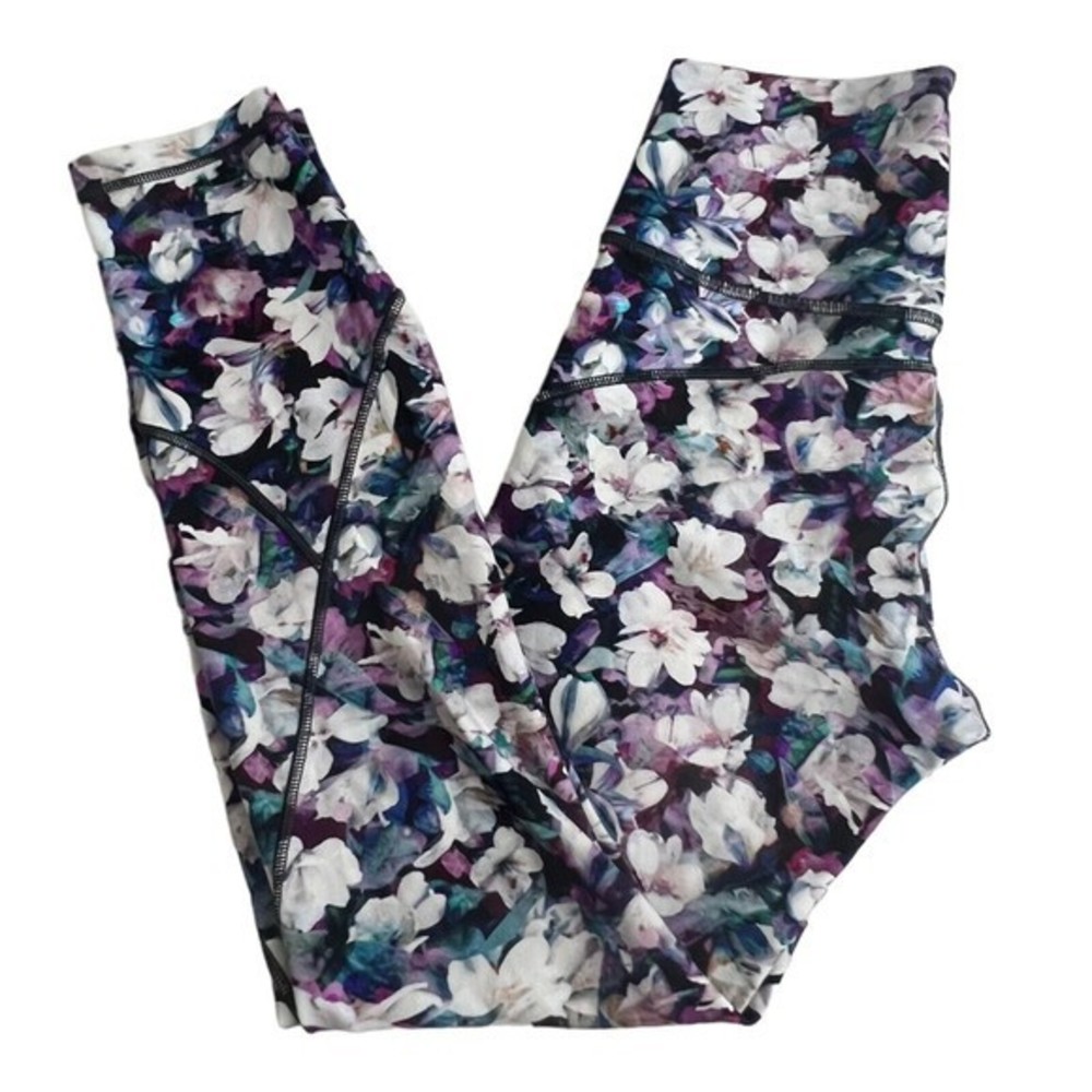 Lululemon Womens Mid Rise Full Length‎ Floral Everlux In Movement Tight 25" 4 - Picture 2 of 10